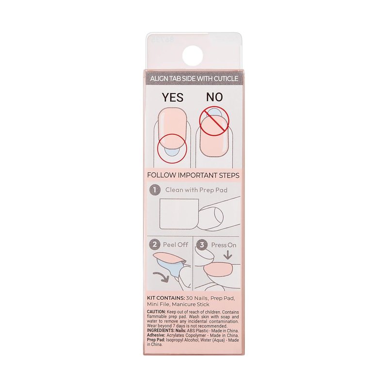 Kiss Impress Press-On Nails - 'Serendipity' Pink Coffin Shape | Medium Size, 30 Nails & Accessories Included