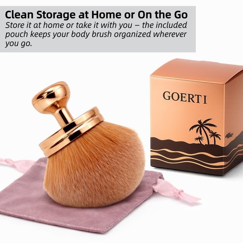 GOERTI Extra Large Self Tanner Brush, Body Makeup & Legs Bronzing Brush — Ultra-Dense Kabuki Foundation Brush for Tanning Mousse, Bronzer,Body Foundation & Glow Cream | Streak-Free Face Body Blending
