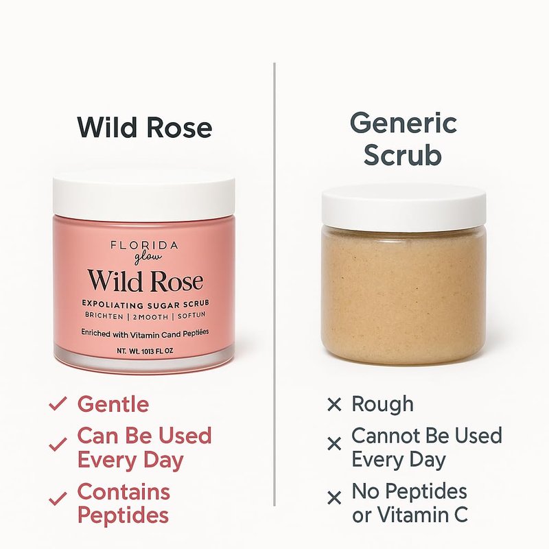 Florida Glow Polypeptide Sugar Scrub for Women - Exfoliating Body Sugar Scrub with Peptides & Vitamin C for Smooth, Radiant Skin - 10.5 oz