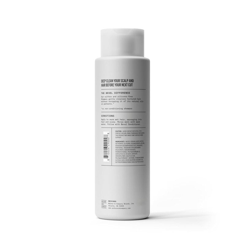 Bevel Shampoo for Men - Sulfate Free Shampoo for Textured Hair with Coconut Oil and Shea Butter, Detangles Coarse, Curly Hair, 12 Oz