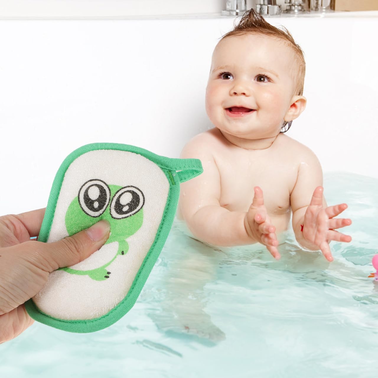 JECOMPRIS Baby Bath Sponge 3-Pack Cartoon Animal Infant Bath Scrubber Soft Newborn Sponge for Gentle Body Cleaning and Massage with Hanging Hook