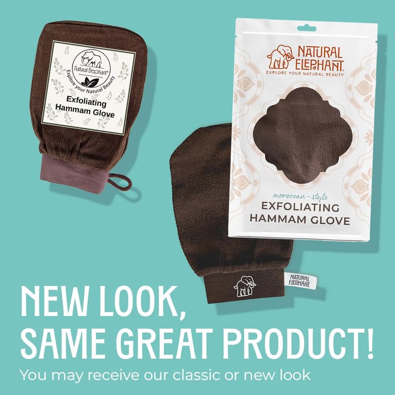 Natural Elephant Exfoliating Hammam Glove | Authentic Moroccan Kessa Body Scrub Mitt for Spa-Quality Skin Renewal (Chocolate Brown Single)