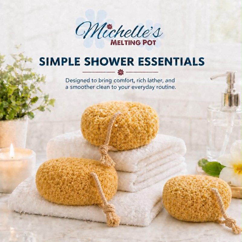 Michelle's Melting Pot Exfoliating Foam Sea Sponge, Natural Feel, Shower Loofah, Bath Sponge, Rich Lather (Set of 3)