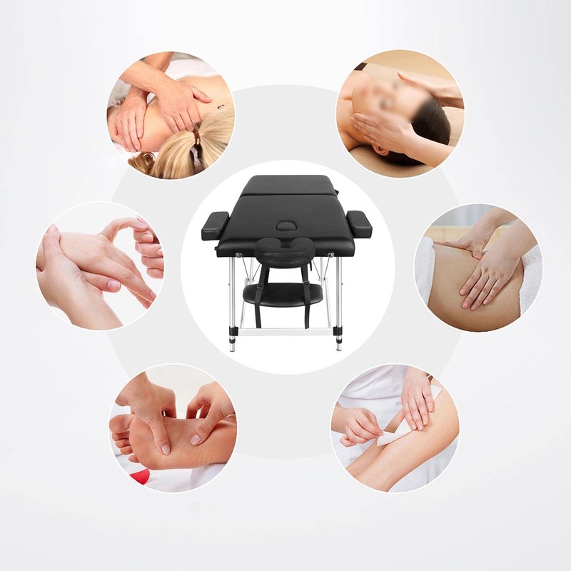 Yaheetech Massage Tables Portable Massage Bed Aluminium Height Adjustable Facial Salon Tattoo Bed with Non-Woven Bag, 28 inch Width Black