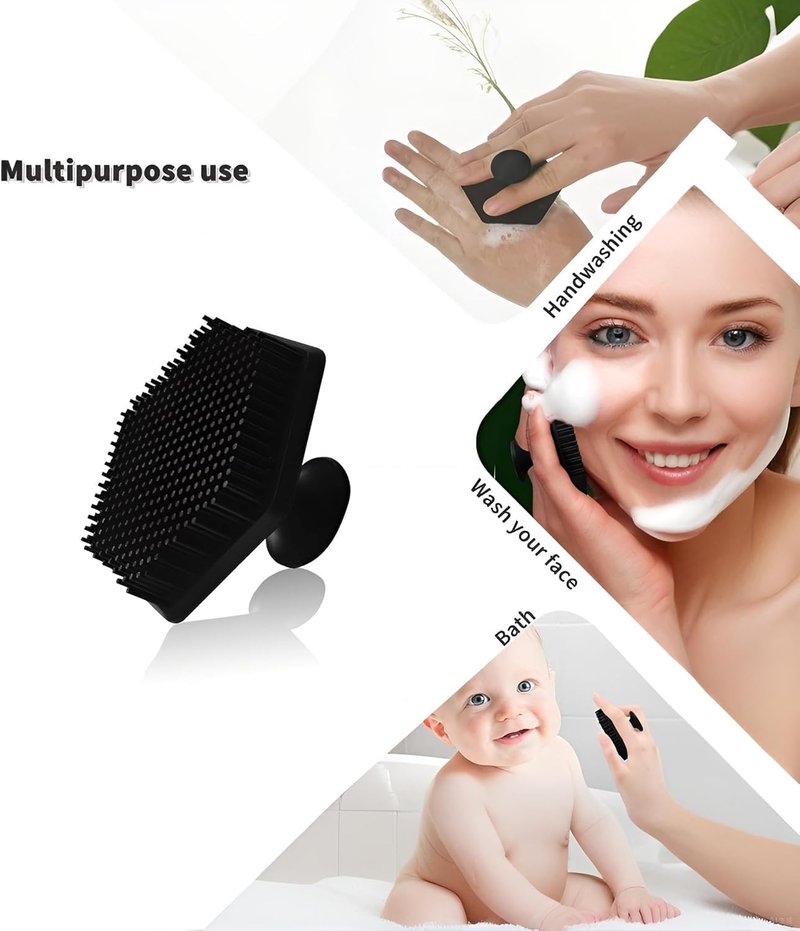 Silicone Face Scrubber for Men – Gentle Exfoliating & Deep Cleansing Pad for Facial Wash, Pore Cleaning, Beard Care & Dead Skin Removal (Black)