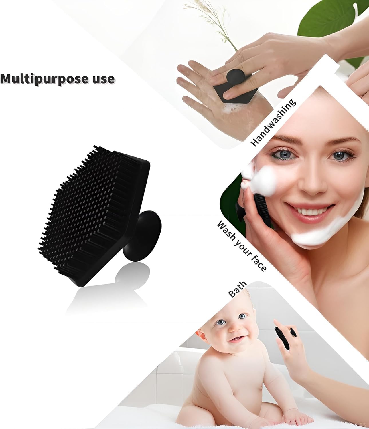 Silicone Face Scrubber for Men – Gentle Exfoliating & Deep Cleansing Pad for Facial Wash, Pore Cleaning, Beard Care & Dead Skin Removal (Black)