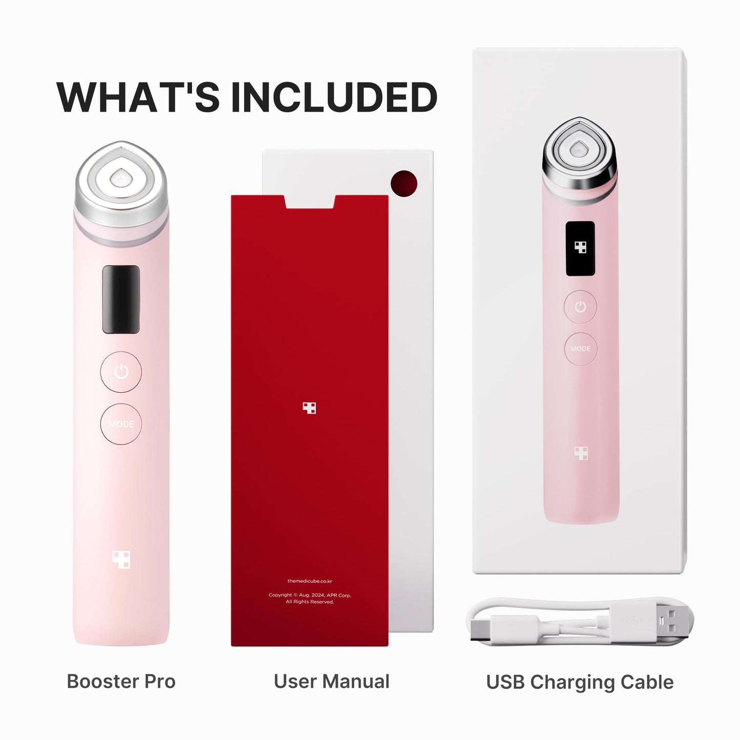 medicube Booster Pro | 6-in-1 Real Glass Glow Beauty Massager | for Clear, Radiant, Firmer-Looking Skin | Korean Skin Care | Pink