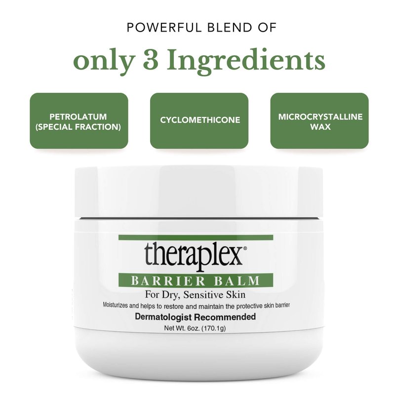 Theraplex Skin Barrier Balm- Barrier Repair Moisturizer Cream Body Balm Dry, Sensitive Skin - No Parabens or Preservatives, Noncomedogenic and Hypoallergenic - Dermatologist Recommended - 6 Oz