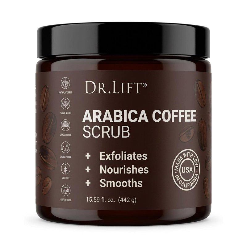 Arabica Coffee Scrub, 15.59 OZ - Moisturizing and Exfoliating Full Body Scrub for Women and Men - Made in the USA by Dr.Lift