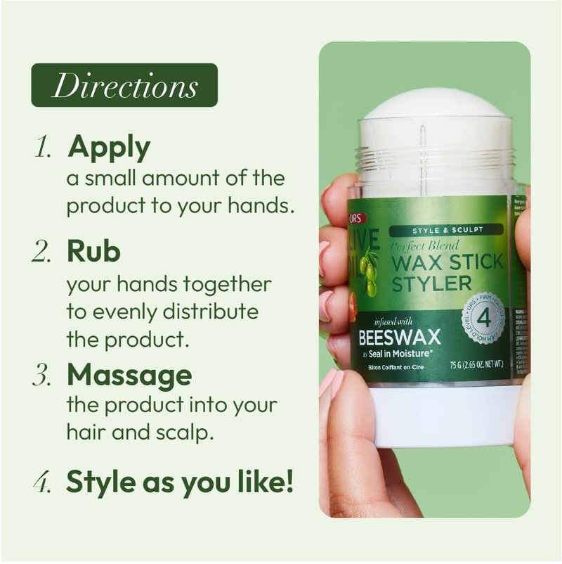 Olive Oil Style & Sculpt Perfect Blend Wax Stick Styler Infused with Beeswax to Seal in Moisture (2.6 oz)