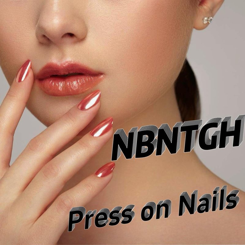 Blue White Press on Nails Stripe Fake Nails French Tip Glue on Nails with Point Design Short Almond Stick on Nail Artificial Acrylic Glossy Full Cover False Nail for Women Girls Manicure 24Pcs