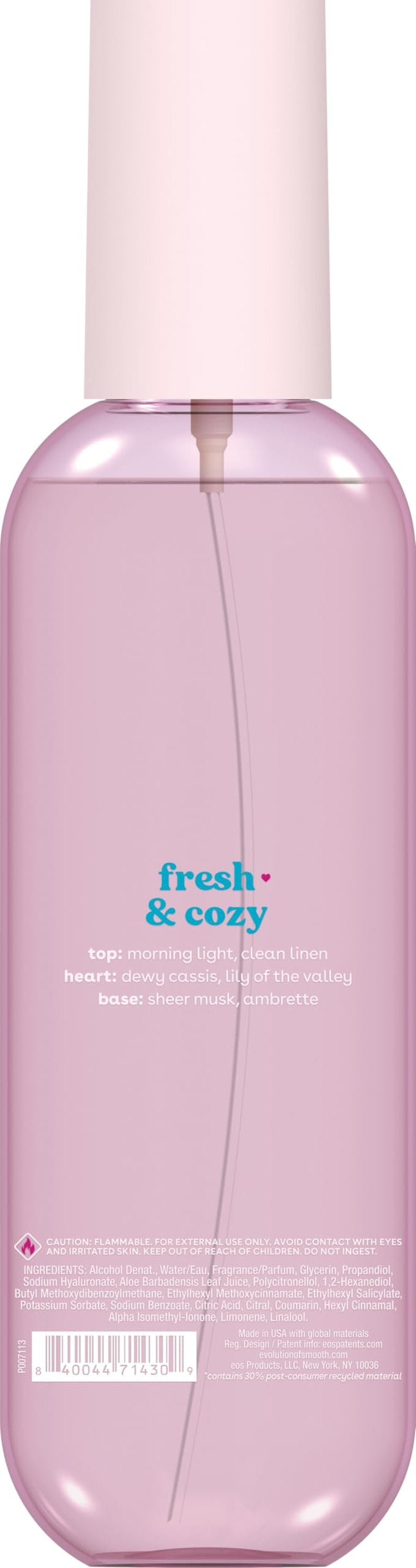 eos Cashmere Body Mist, Fresh & Cozy, Body Spray for Women, Hair Mist, Moisturizing, Hyaluronic Acid, Glycerin, Vegan, Cruelty-free, 6 fl oz