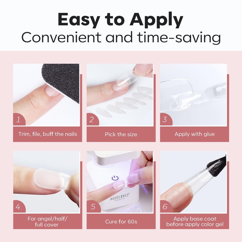 modelones Long Almond Guiding Line Nail Tips, Stiletto Soft Gel Tips Fake Nails False Acrylic Extensions Seamless Accurate Positioning Scale Line, Full Matte Professional Nail Salon 216PCS 12Sizes