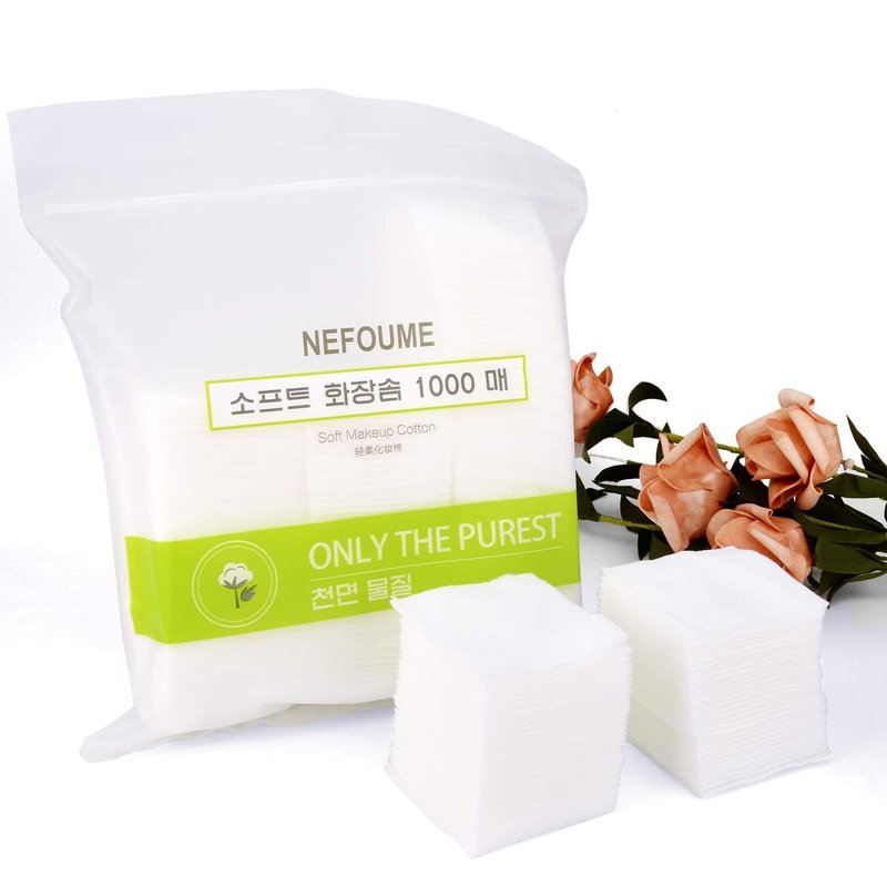 1000 PCS Thin Makeup Facial Cotton Pads, Square Makeup Remover Cotton Pads, Facial Eye Lip Nail Polish Makeup Remover, Non-Woven Cotton, Lint Free
