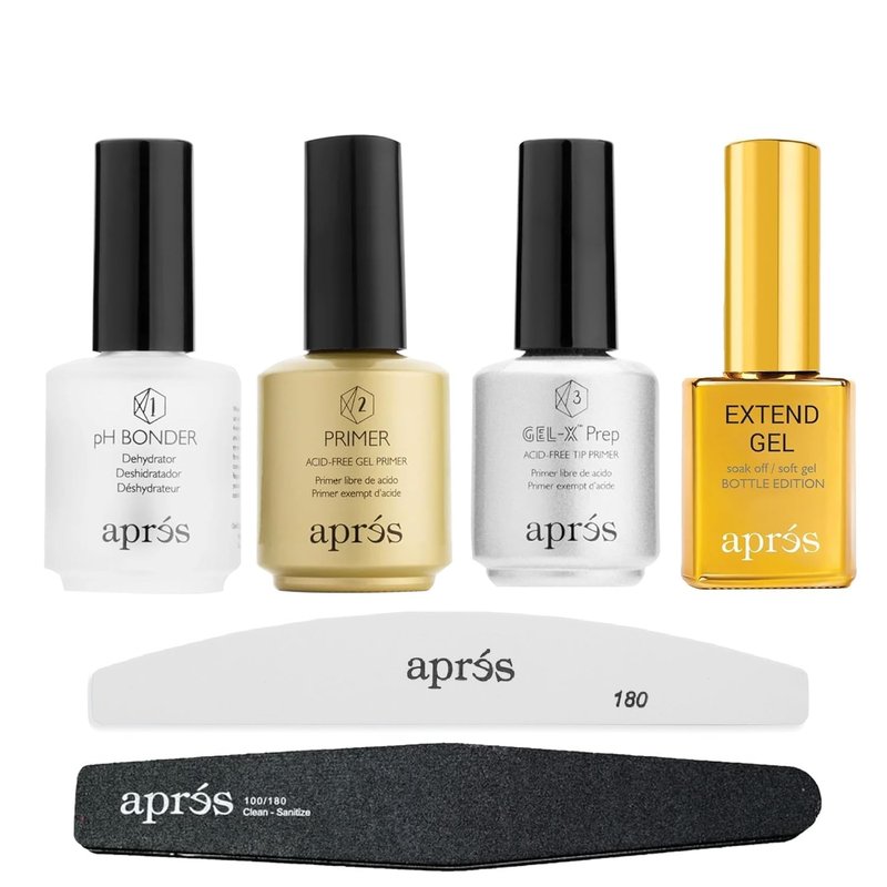APRÉS Apres Gel-X Liquid Essentials Set - Extend Gel, pH Bonder, Acid-Free Gel Primer, Gel-X Prep Tip Primer
