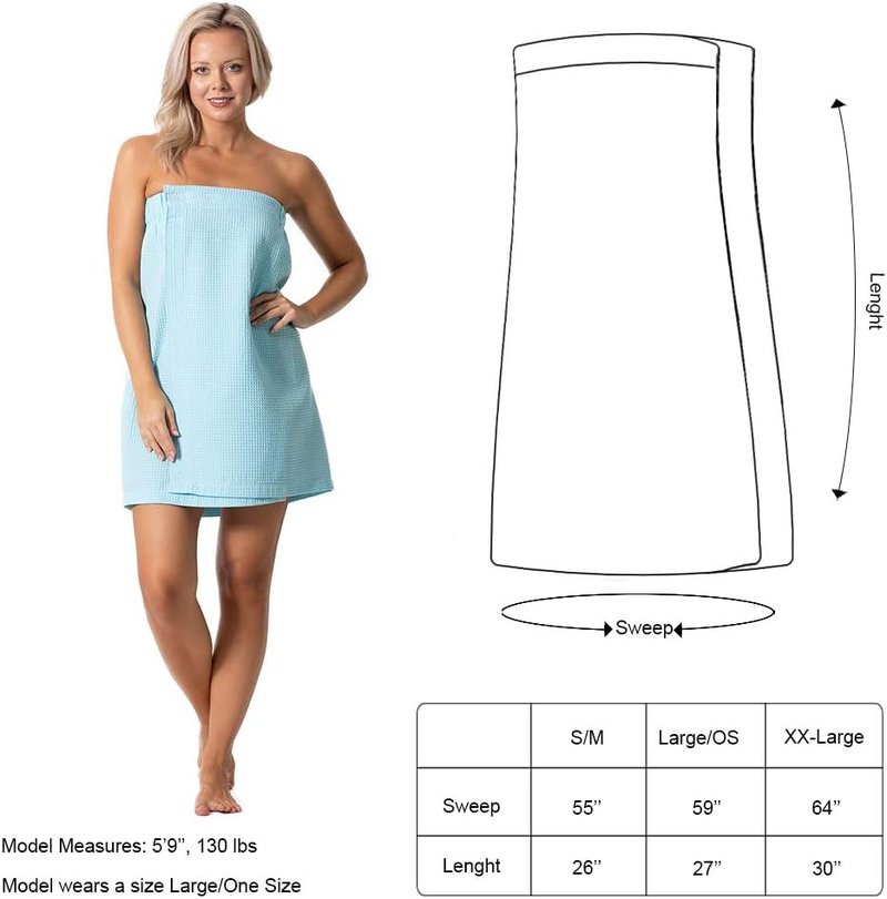 Turkish Linen Waffle Spa Body Wrap - Adjustable Closure for Women | Luxurious Comfort
