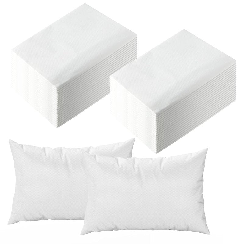 JMU Disposable Pillow Cases - 100PCS Medical Tissue/Poly Covers | 21" x 30" | White