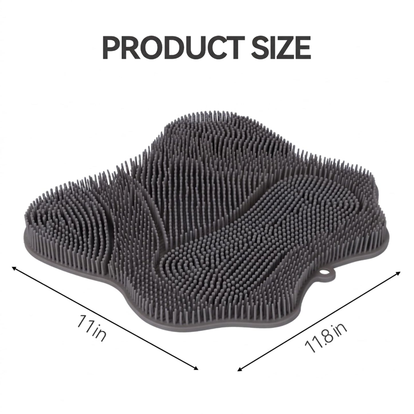 ozner Silicone Shower Foot Scrubber Mat, Back Washer Bath Wash Pad Exfoliating & Massage, Wall Mounted Slip Strong Suction Cups for Use in Cleaner Men and Women (Grey)