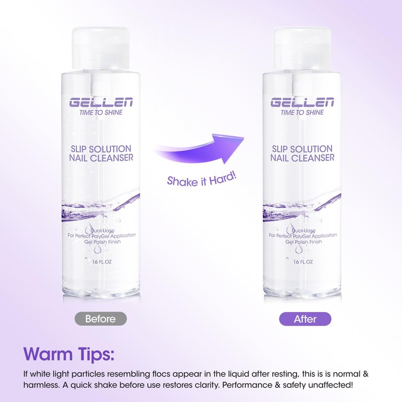 Gellen 16oz Multi-Purpose Nail Cleanser, Pump Bottle Design Nail Surface Cleaner for Prep Nails, Tacky Residue Remover for High-Shine Gel Top Coat, Polygel Slip Solution, Nail Cleaning for Manicure