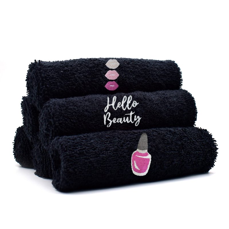 RIVERSIDE Black Makeup Towels - Pack of 6 (13x13) Soft Cotton Makeup Washcloths for Face - Reusable, Quick-Dry Makeup Remover Towels for Bathroom, Spa & Salon - Gentle on Skin - Hello Beauty