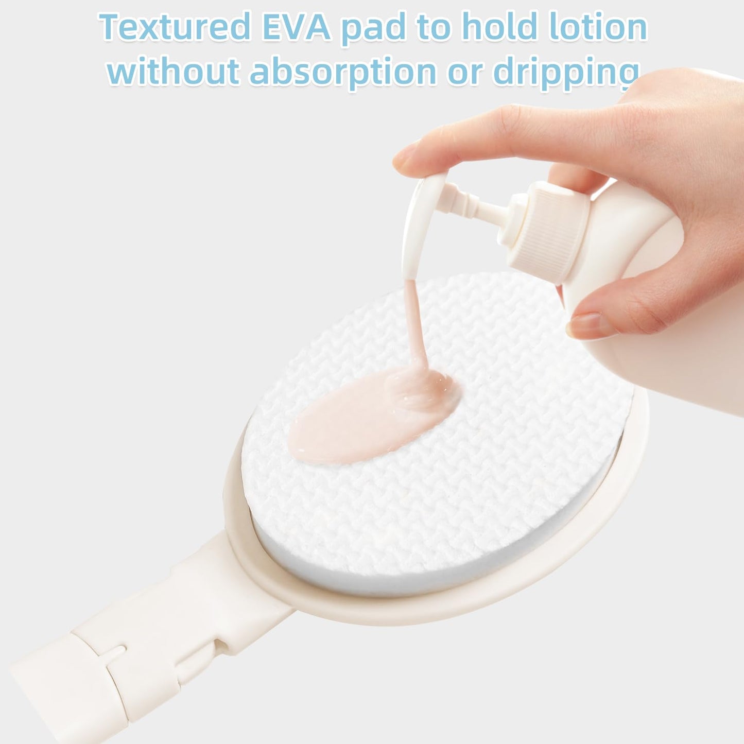Topfinder Loofah Sponge with Handle,Back Scrubber Brush for Shower, Lotion Applicator for Back,3 in 1 Shower Kit (White loofah)
