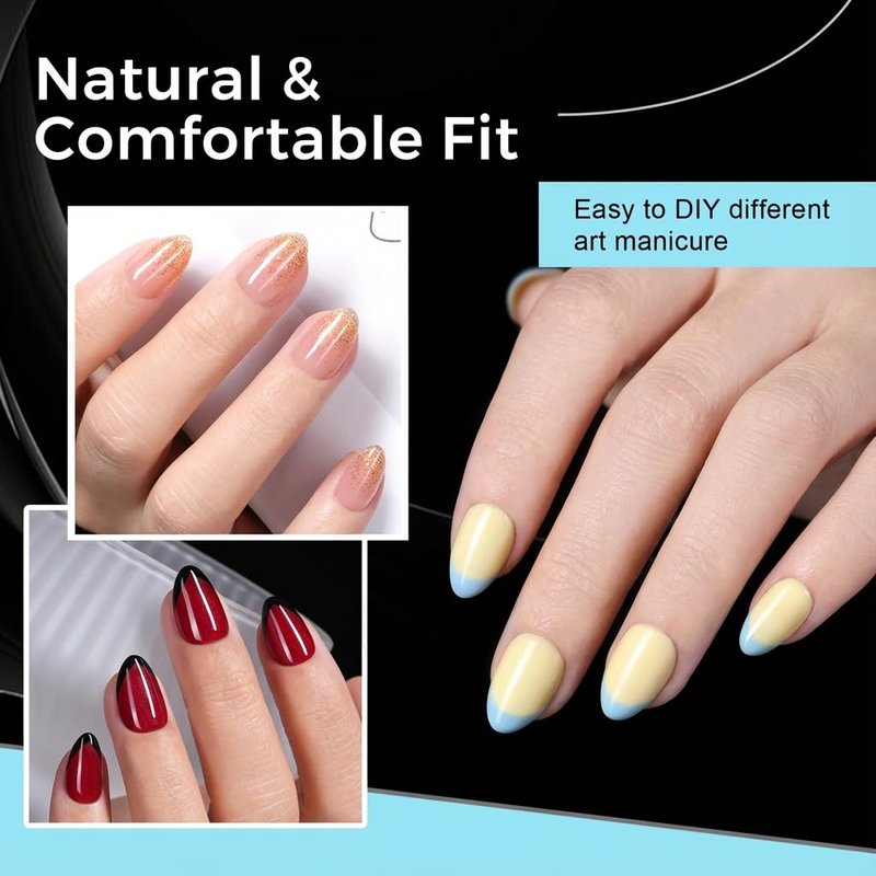 TOMICCA Extra Short Almond Nail Tips 240Pcs Pre-shaped Nail Extension for Gel Tips, 12 Sizes Acrylic Fake Press On Nails for Beginners and Professionals, Home DIY Nail Salon, Wedding