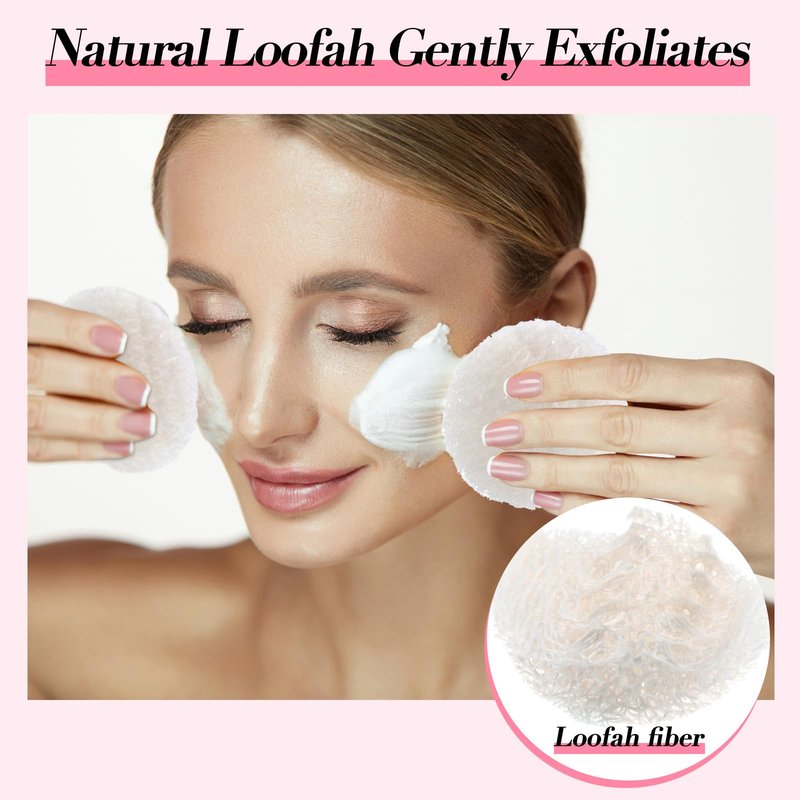 Bokon 25 Pcs Loofah Exfoliating Face Pads 2.36 Inches Round Natural Loofah Sponge Body Face Scrubber Remove Dead Skin Facial Pad Bulk for Bath Shower Spa Skin Cleaning Women Men (White)