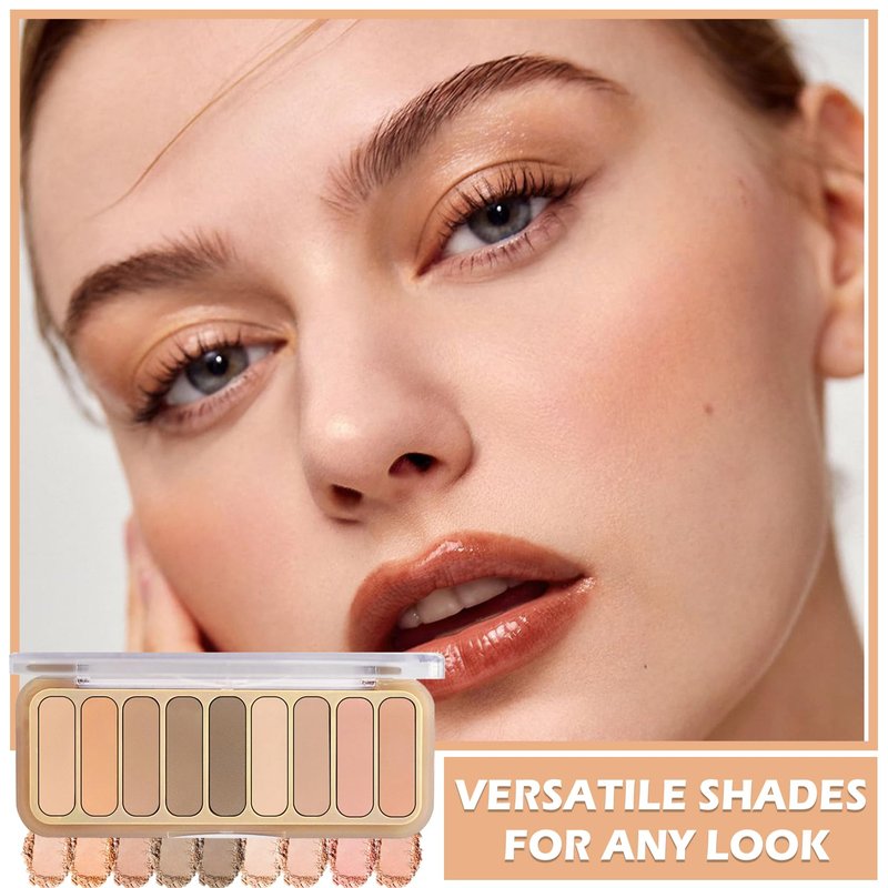 IONSGAKO 9 Color Matte Naked Eyeshadow Palette - Natural Nude, Smoky Brown, Taupe Ultra-Blendable Highly Pigmented Eye Shadows with Brush - 04 Milk Tea