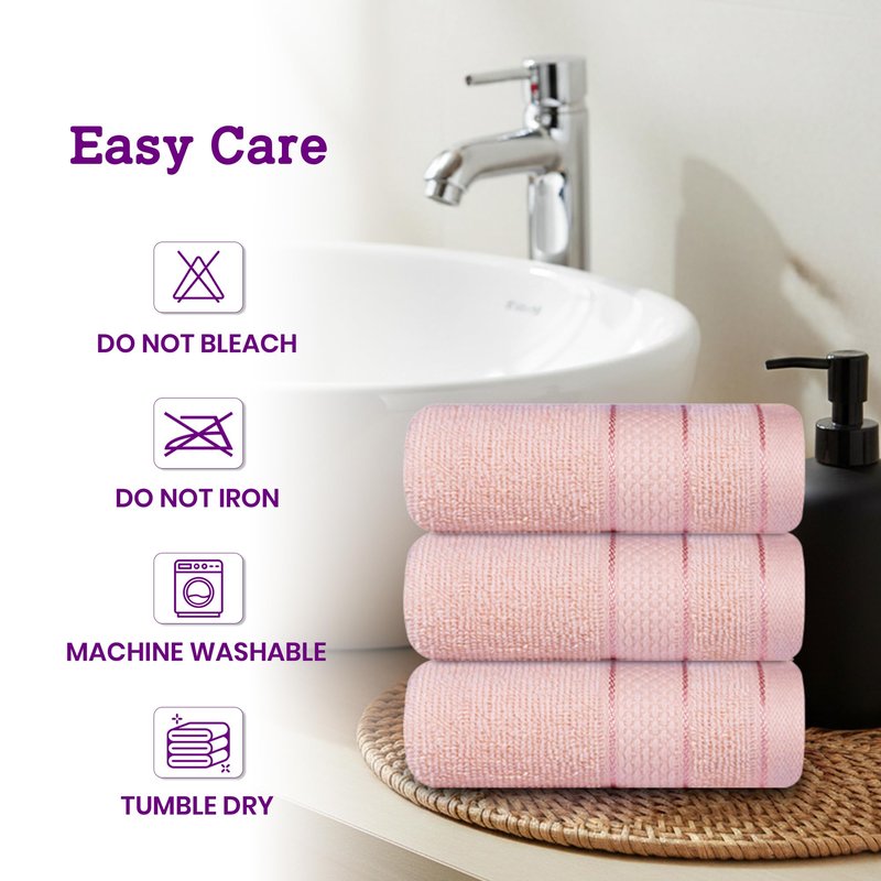 Casa Lino Face Towels & Body Wash Cloths for Bathroom - 100% Cotton Wash Cloths for Hotel - Highly Absorbent & Quick Drying Washcloth Set - Cotton Washclothes 24 Pack, 12" x 12" - Blush Pink