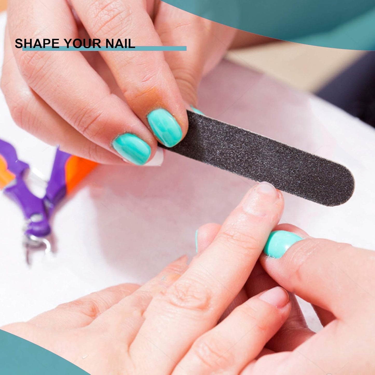Skiennix Nail File Set - 10PCS Double-Sided 100/180 Grit Emery Boards for Professional Manicure & Pedicure | Washable Tool for Acrylic & Gel Nails