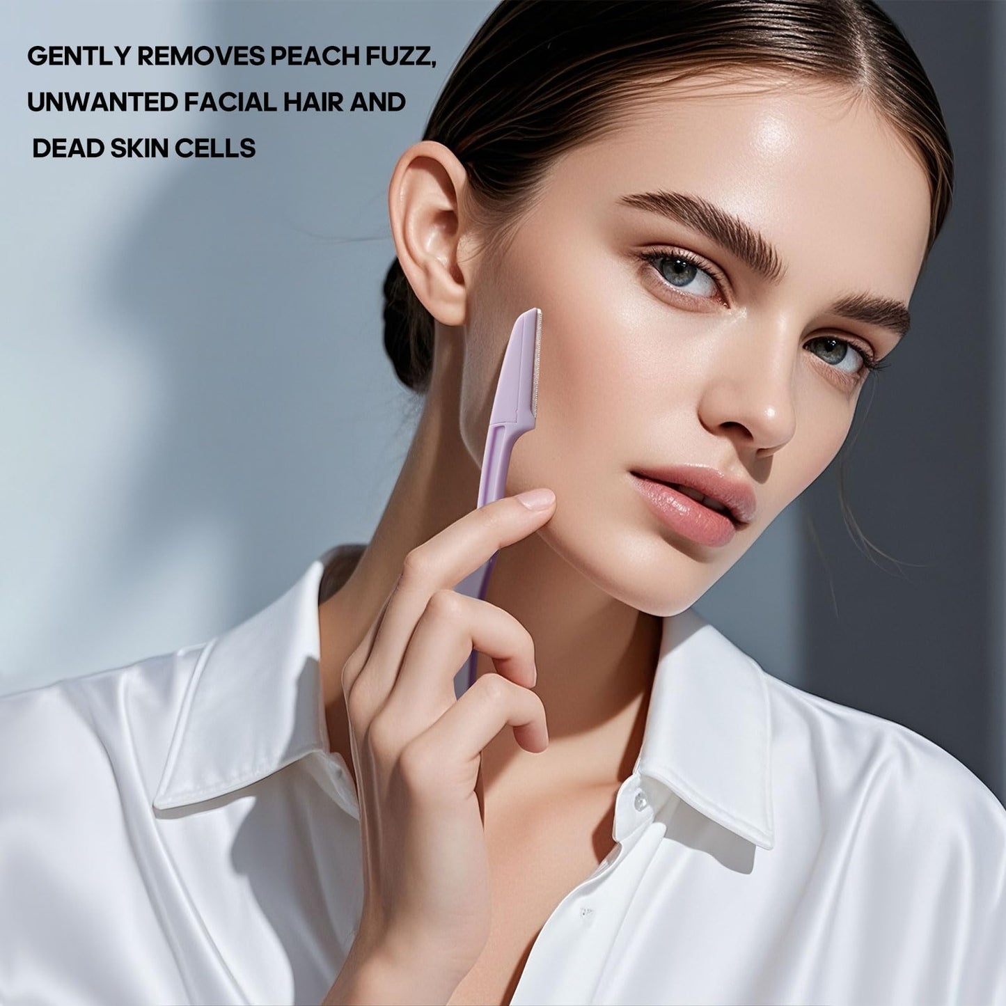SWEET VIEW 48pcs Dermaplan Razor Kit for Women Face and Eyebrow with Brow Scissor, Facial Microblades Shaver Tool