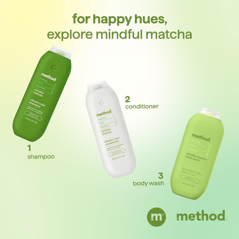 Method Color Protect Shampoo, Mindful Matcha – Safe for and Protects Color-Treated Hair, with Strengthening Peptide – Sulfate free, Paraben free & Silicone free – 14 oz