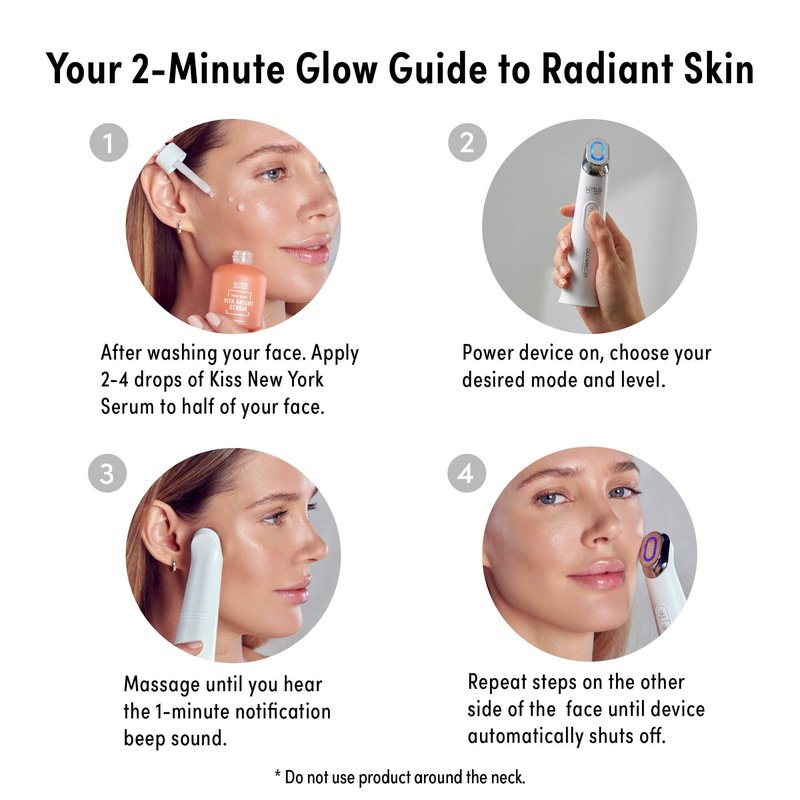 KISS NEW YORK GLOWNIC27 Facial Beauty Device, Microcurrent Glass Glow Skin Booster for Enhancing Korean Skin Care Absorption and Ability to Lift, Improves Hydration Barrier, Elasticity, Even Tone