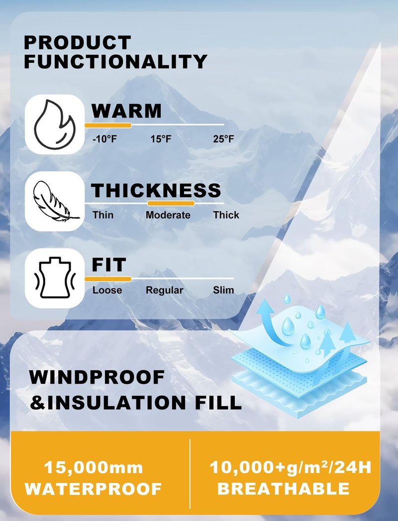 GSOU SNOW Ski Snowboard Jacket Mens Snow Jacket Waterproof Winter Snow Coat Couples Hooded Beige M