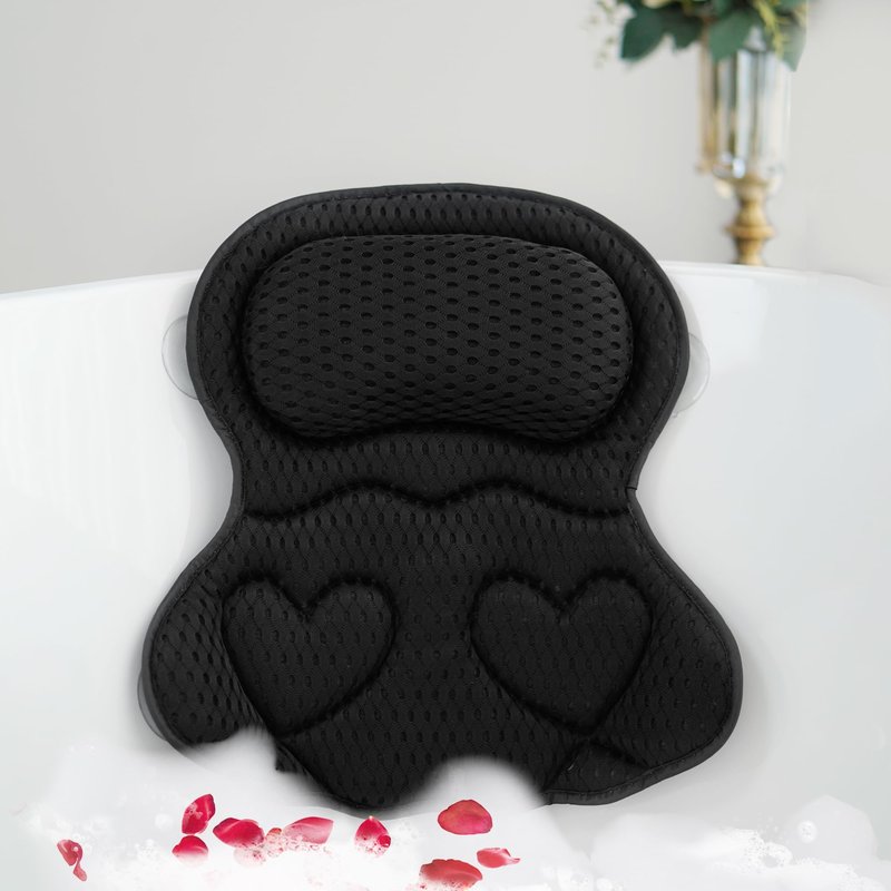 Bath Pillows for Tub Luxury, Bath Pillow for Head and Neck, Fit Bathtub Hot Tub Relaxing Gifts for Women, Comfort 4D Air Mesh Fabric & 6 Non-Slip Suction Cups (Gray)