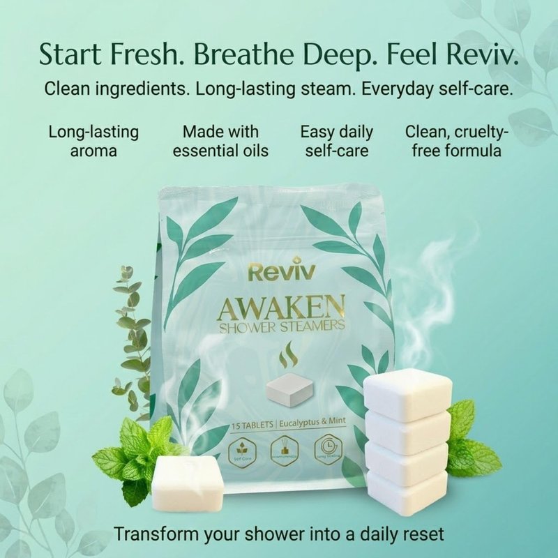 REVIV Shower Steamers Aromatherapy 15 Long-Lasting Eucalyptus & Mint Shower Bombs for Stress Relief and Sinus Support Self Care Spa Gifts for Women & Men