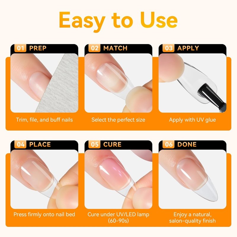 Makartt Almond Nail Tips: 510pcs Full Cover Extra Short Fake Nails, 15 Sizes Soft Gel Half Matte Pre-shape Soak Off for Press on Nails DIY for Extension No Crease Acrylic Nail Manicure Salon Home