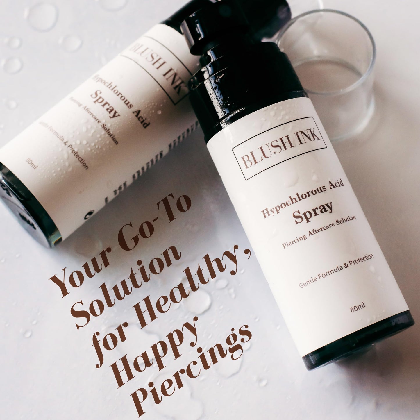 Blush Ink - Piercing Aftercare Spray | Keloid Bump Removal for Piercings | Fast-Healing Bump Piercing Treatment for Ear, Nose & Body | Gentle Hypochlorous Acid Formula for Soothing Care & Protection