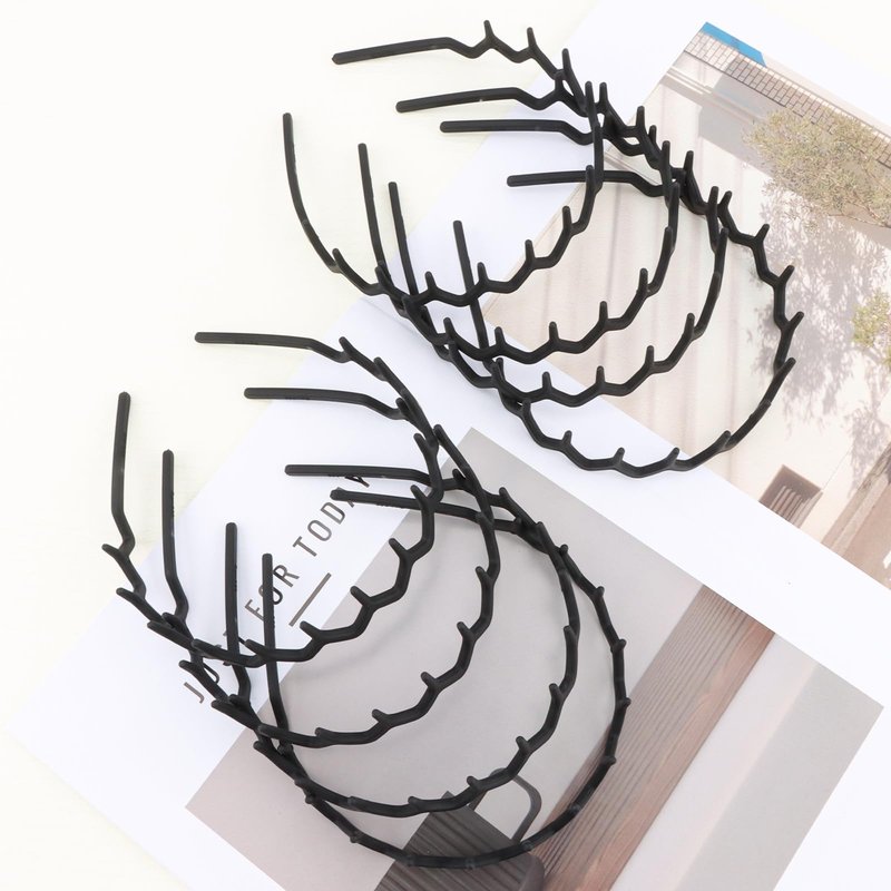 Canitor 8 Pieces Black Zig Zag Headbands Gifts for Women Teen Girls 90s Outfits Fashion Hair Accessories Hair Bands for Women's Hair Thin Teeth Comb Head Bands