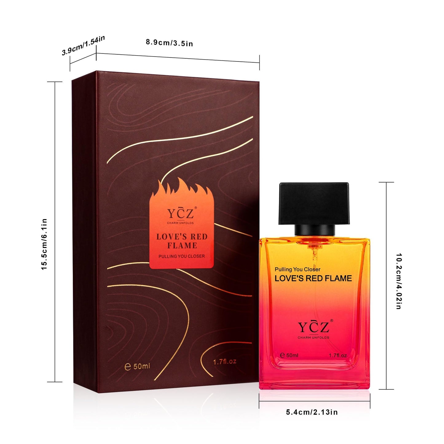 Ycz LOVE'S RED FLAME Men's Perfume 1.65 oz, Gradient Red Flame Bottle for Passionate Love Perfume, Spicy Woody Signature Long-Lasting Fragrance - Ideal Men Perfumes for Special Occasions Daily