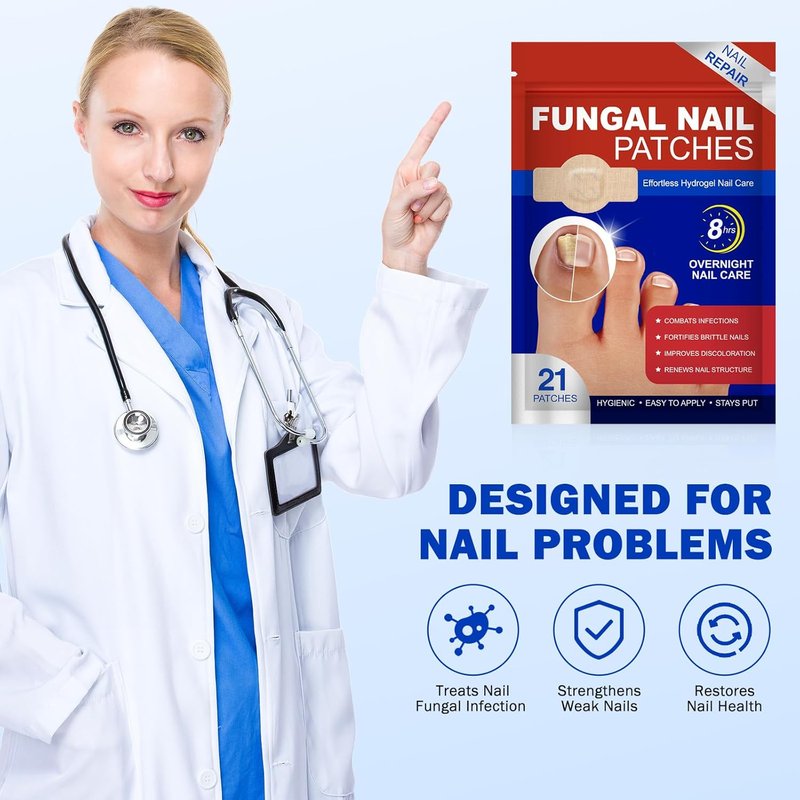 Skiennix Nail Patches for Toenail Repair - 42PCS Overnight Support for Damaged, Thick Toenails | Natural Formula