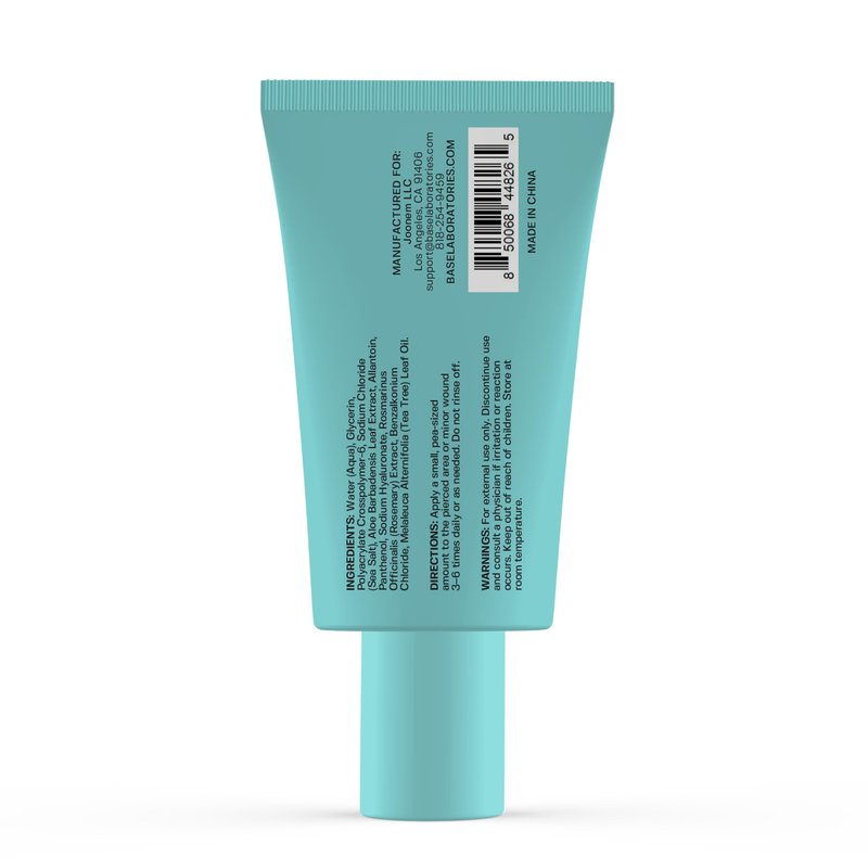 Base Labs Piercing Aftercare Saline Solution Gel 1.5oz – Piercing Bump Solution & Aftercare Spray Alternative – Nose, Ear Piercing Care – Hydrating Gel for Piercings Bumps & Keloids