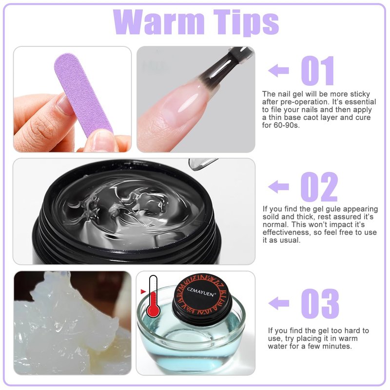 Skiennix 3D Sculpting Gel Kit - 15g Clear & White Non-Sticky Nail Builder with Gold Chrome Powder
