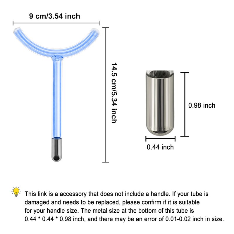 Electrode Wand Glass Tube Handheld Spare Parts for Hi Frequency Instrument Elitzia ETHB01 (Blue Y Shape)