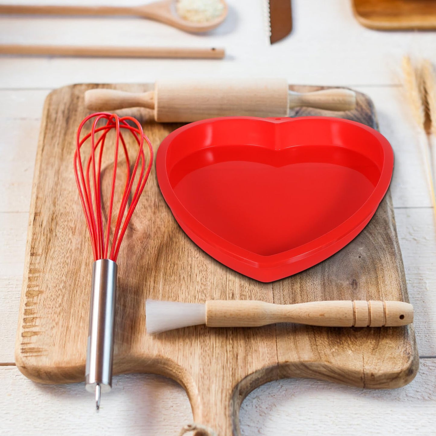 TOVINANNA Heart-Shaped Cake Pan Set 8-Inch Silicone Molds for Baking Non-Stick Silicone Cake Tins for Romantic Occasions Oven and Microwave Safe - 2 Pack