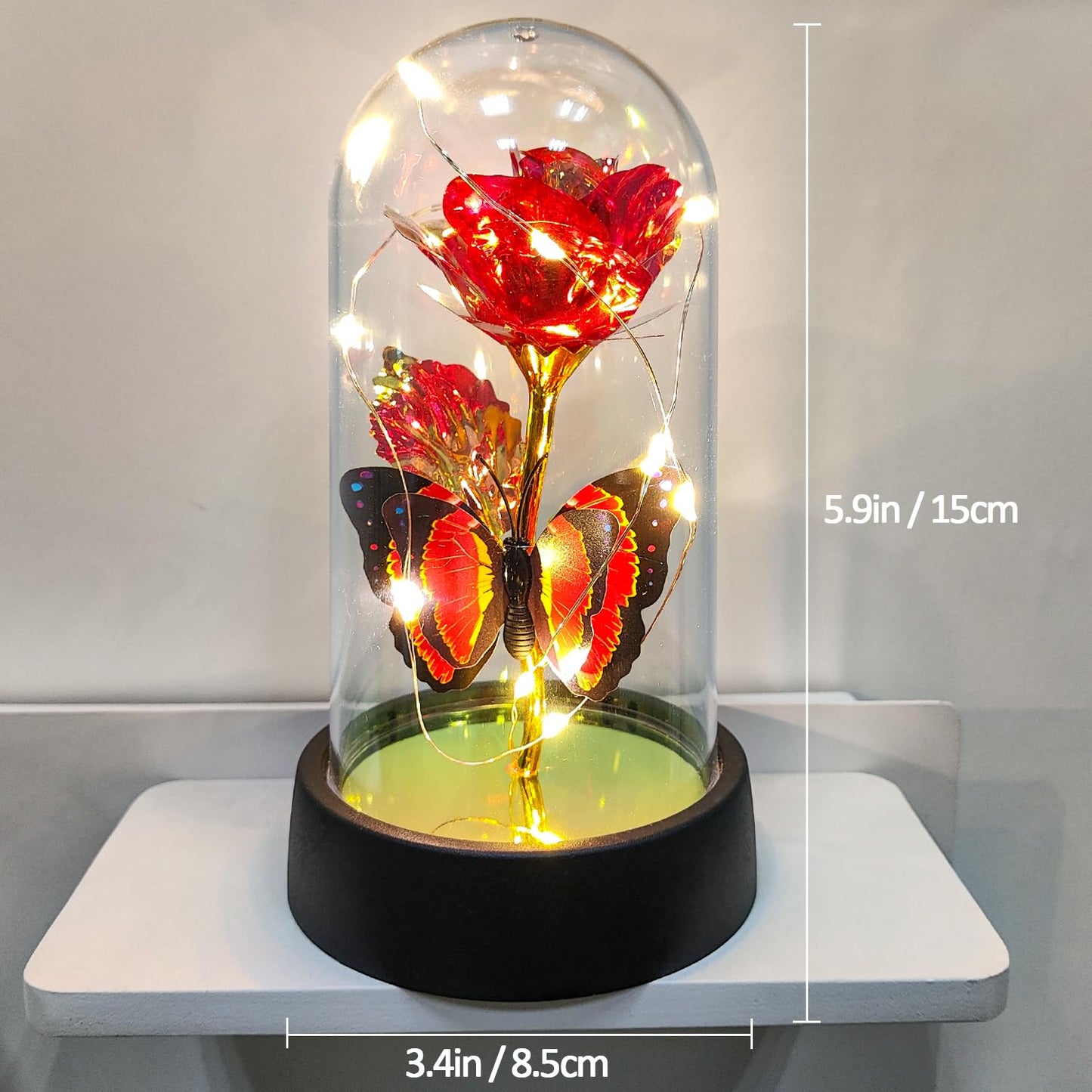 Glass Rose in Glass Dome, Light Up Flower, Eternal Roses - Valentines Day Gifts for Her, Mothers Day Roses Gift for Mom, Womens Gifts for Christmas - Galaxy Rose, Birthday Gift