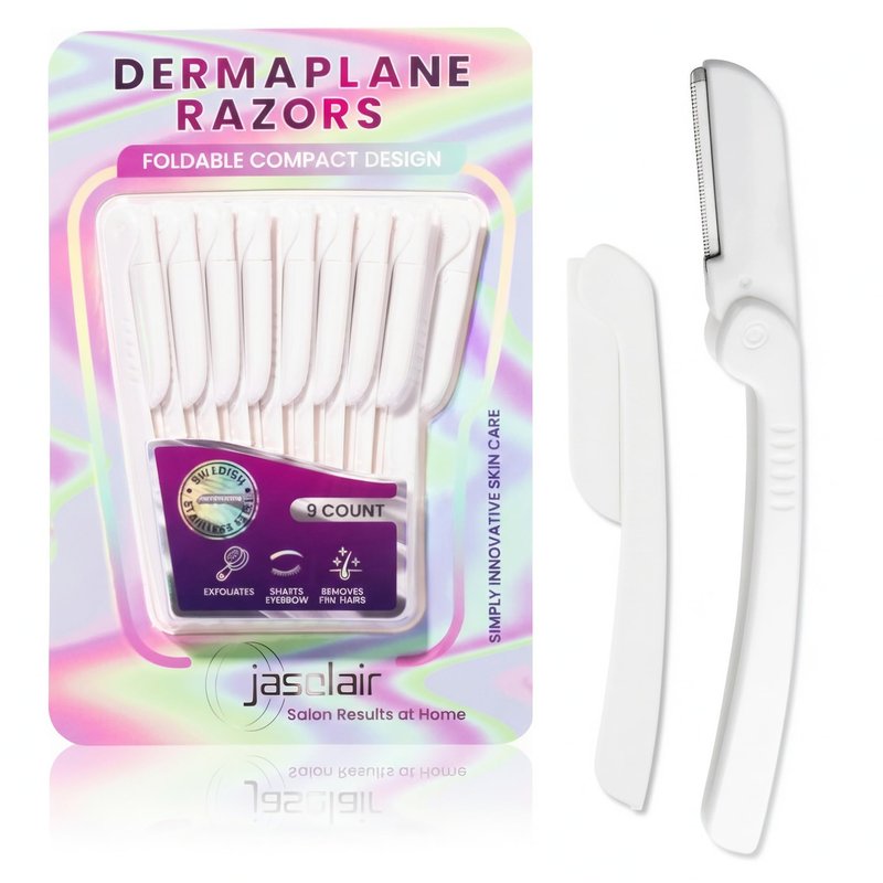 Jasclair Dermaplaning Razor (9 Count) – Face Razors for Women for Peach Fuzz, Eyebrow Shaping & Gentle Exfoliation – At Home Facial Shaver for Smooth Skin & Flawless Makeup Prep