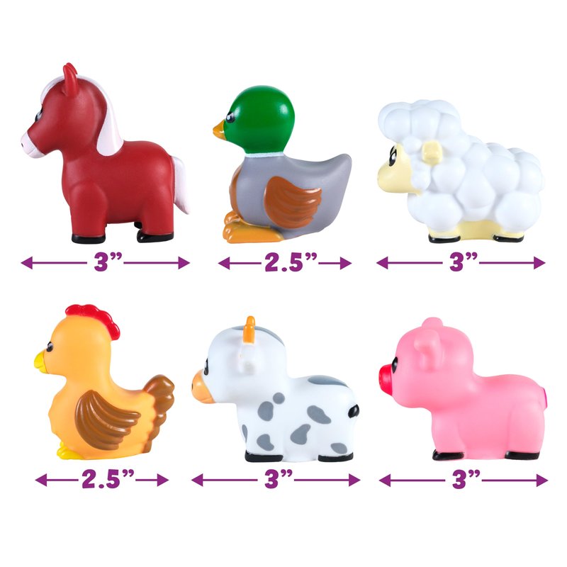 Tub Works® Barnyard™ Mold Free Bath Toys, 6 Pack | Sealed, No Hole Bath Toys Design Keeps Moisture Out | Soft, Squeezable & Float on Water | Farm Animals Baby & Toddler Bathtub Toys | Baby Pool Toys