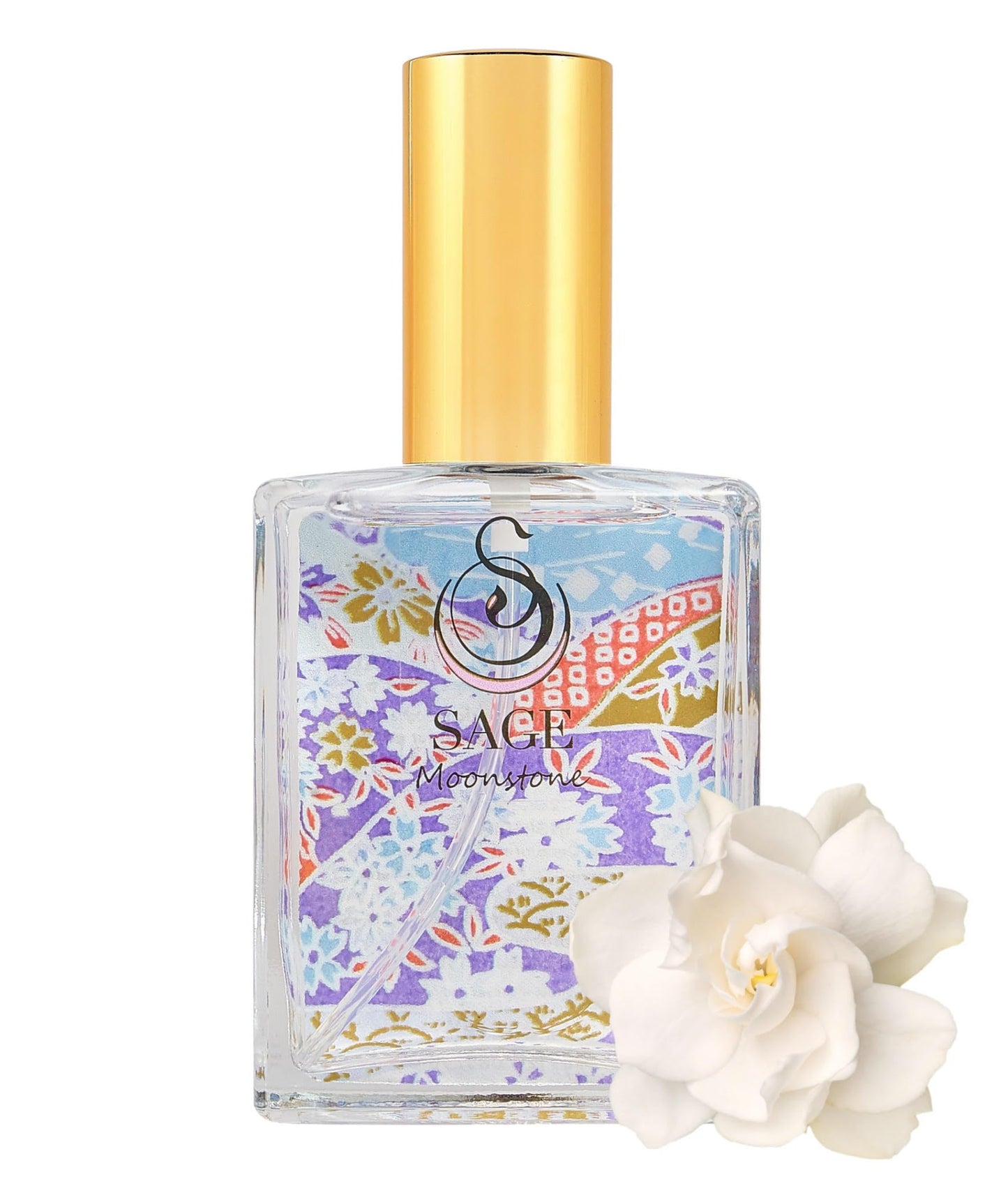 The Sage Lifestyle Moonstone Luxury Spray, Gardenia, Lily, Vanilla Musk, Egyptian Musk, Perfume for Women, Long Lasting, Floral Fragrance, Artisan, Vacation, Parfum, 2 oz, Travel Size, Made in USA