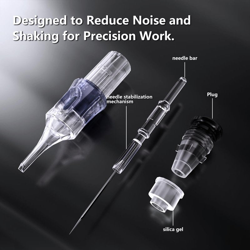 BRONC Assorted Tattoo Cartridge Needles 50pcs Mixed Tattoo Needle Cartridges Round Liner 0.35mm #12 Standard RL (3RL 5RL 7RL 9RL 11RL) for Rotary Tattoo Machine